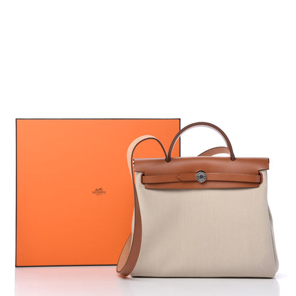 Hermes Military Toile Vache Hunter Herbag Zip Retourne 31 PM Beton Fauve 11 of 11