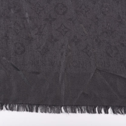 Louis Vuitton Silk Wool Monogram Shawl Charcoal Grey 2 of 4