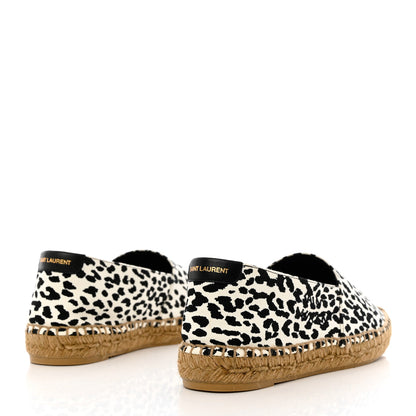 Saint Laurent Canvas Leopard Print Espadrilles 37.5 Latte Black 4 of 9