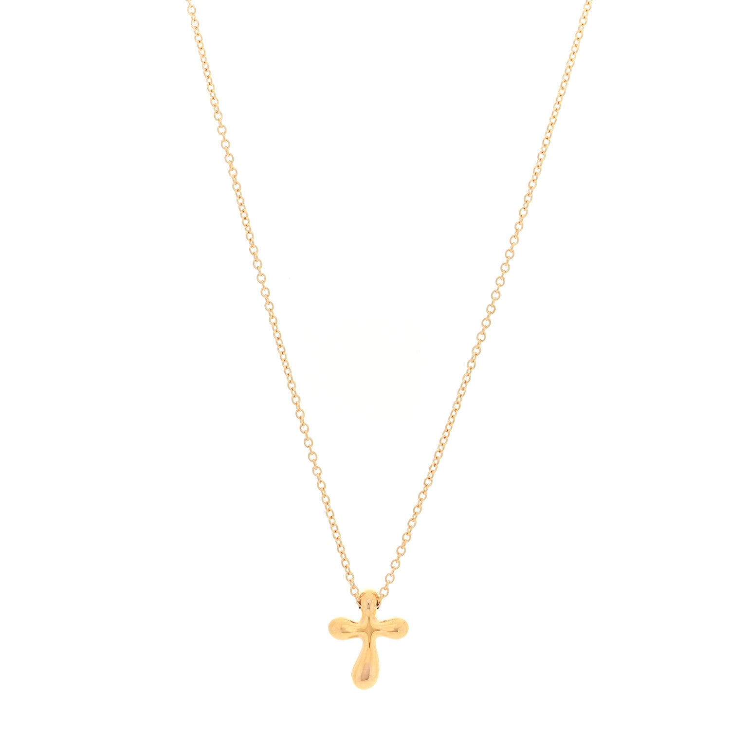 Tiffany 18K Yellow Gold 12mm Elsa Peretti Cross Pendant Necklace 1 of 4