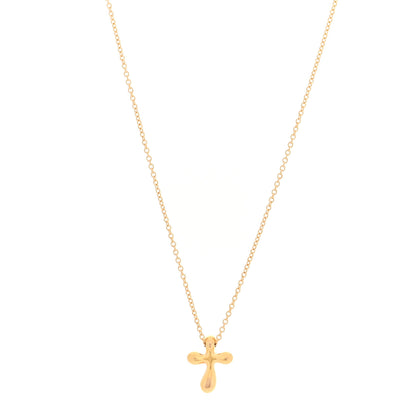 Tiffany 18K Yellow Gold 12mm Elsa Peretti Cross Pendant Necklace 1 of 4