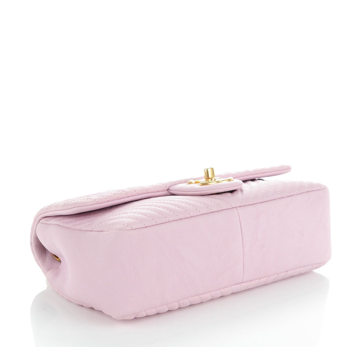 Wrinkled Lambskin Chevron Quilted Small Flap Light Pink