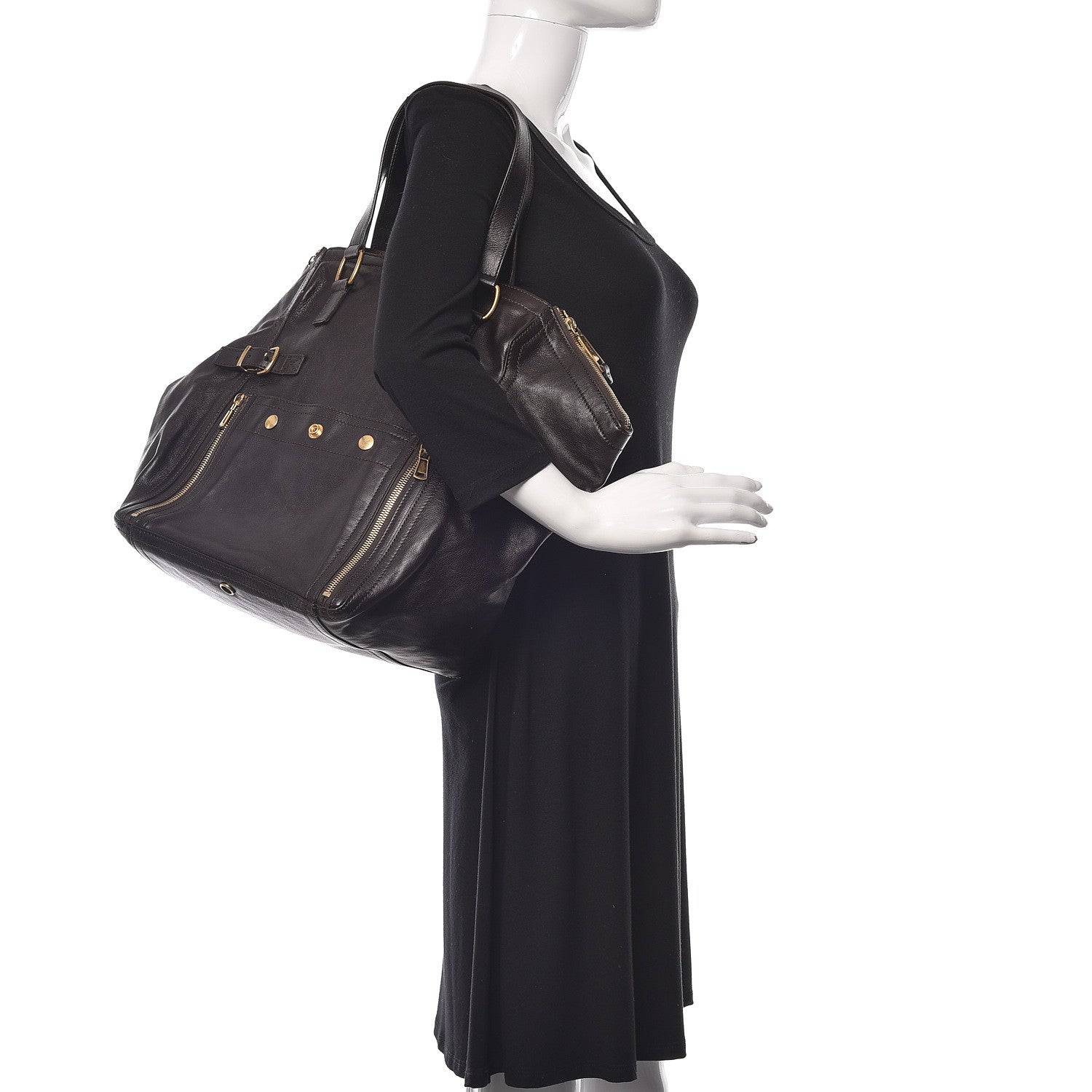 Saint Laurent Calfskin Medium Downtown Brown 2 of 10