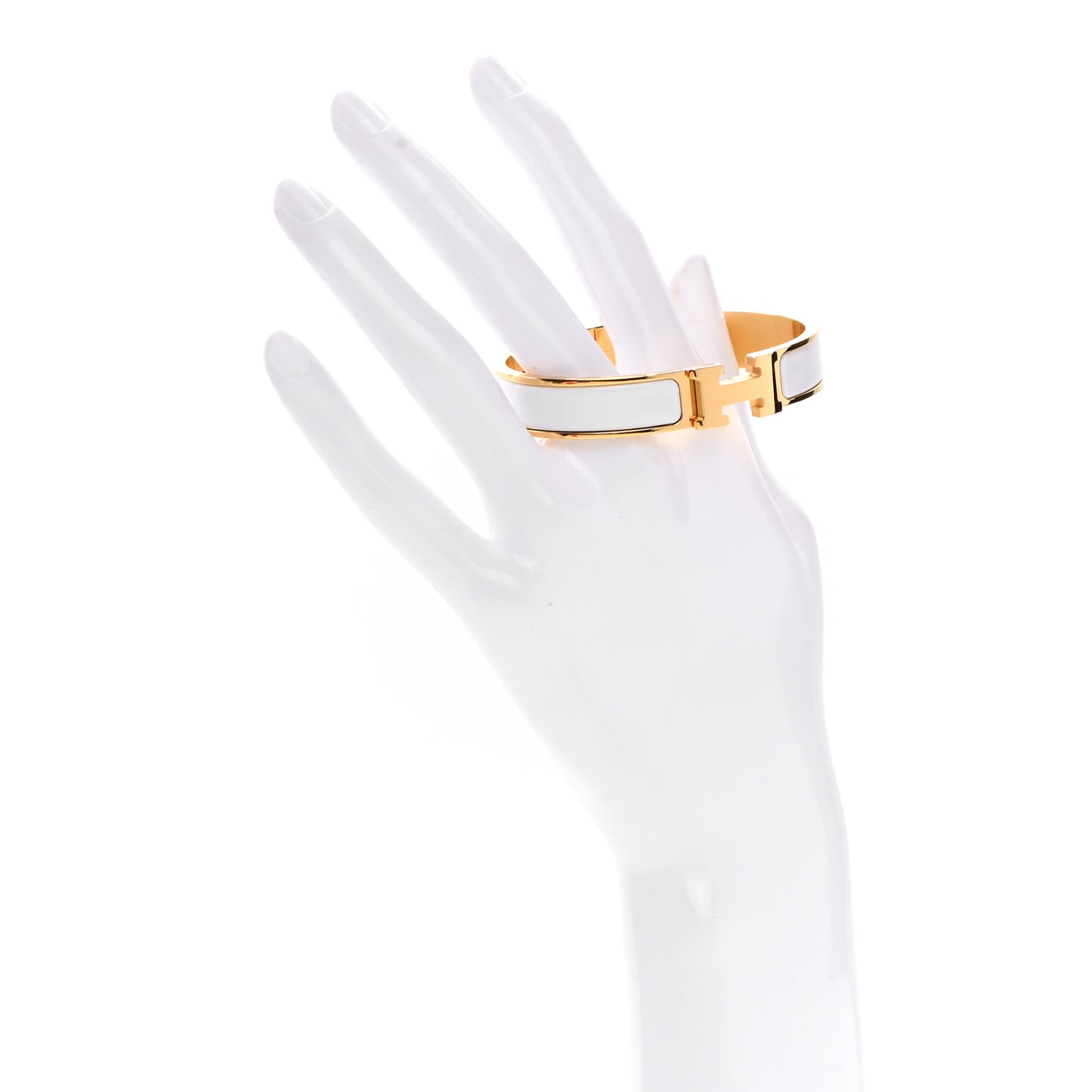 Enamel Narrow Clic Clac H Bracelet PM White