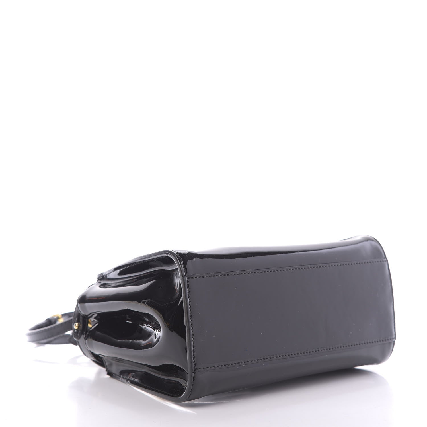 Fendi Vitello Vernice Mou Mini Peekaboo Iconic Satchel Black 4 of 10