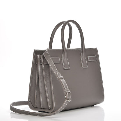 Saint Laurent Grained Calfskin Topstich Baby Sac De Jour Grey 4 of 8