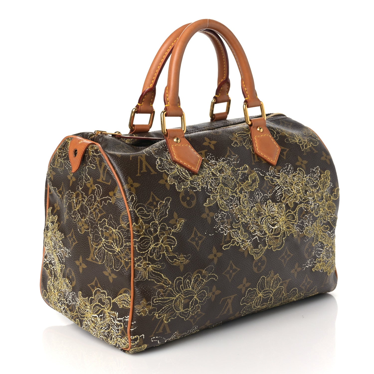 Louis Vuitton Monogram Dentelle Speedy 30 Gold 5 of 8