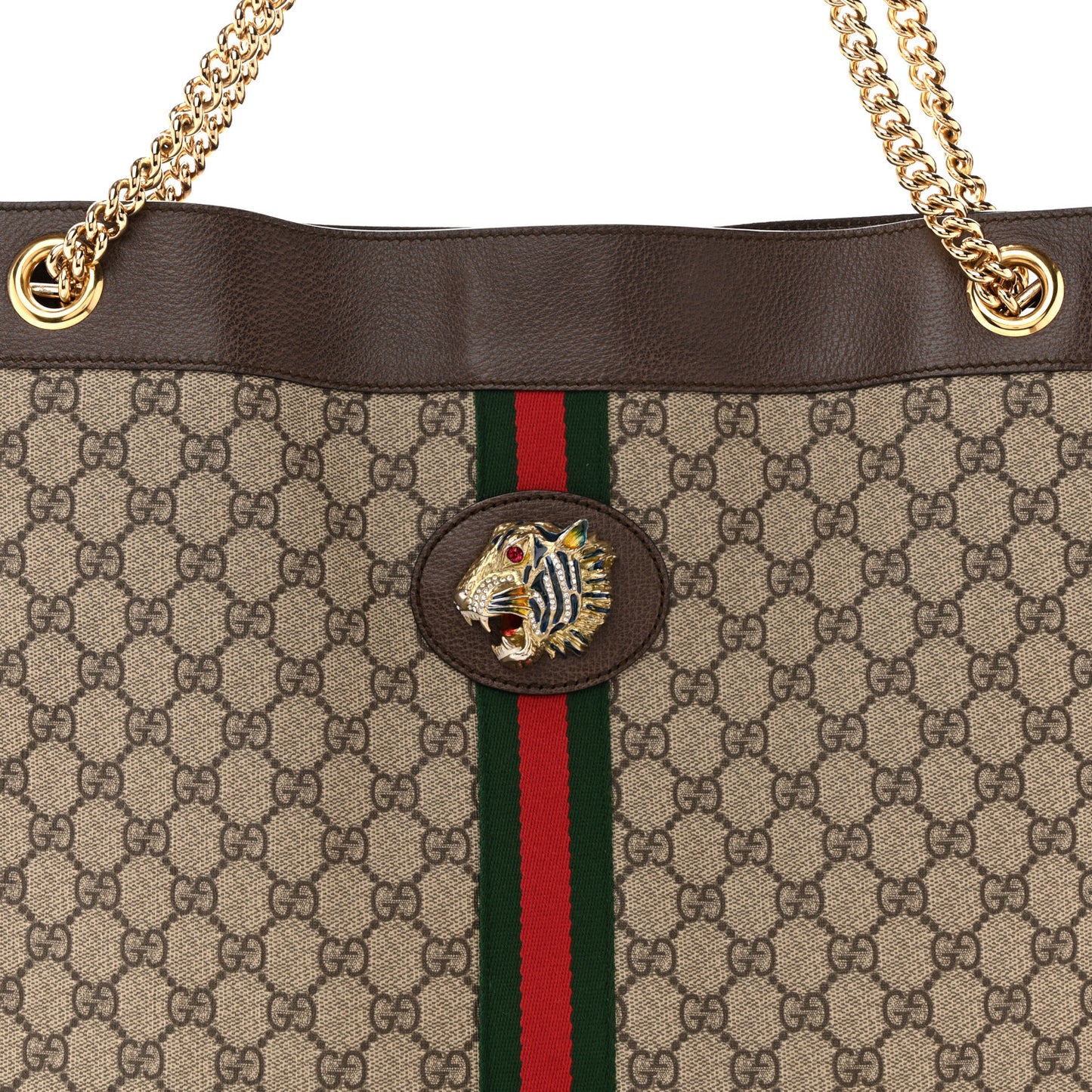 GG Supreme Monogram Large Rajah Chain Tote Beige New Acero