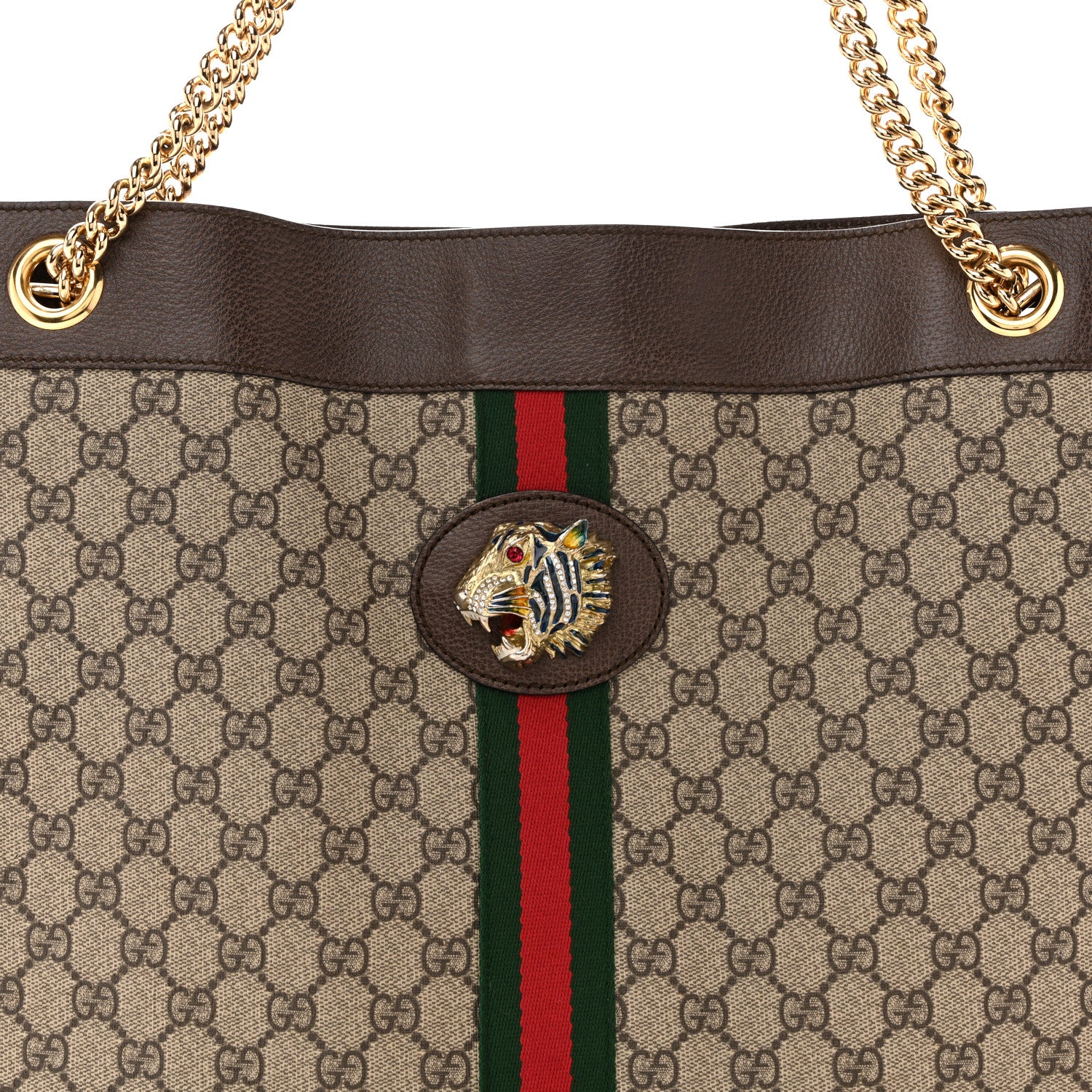 Gucci GG Supreme Monogram Large Rajah Chain Tote Beige New Acero 9 of 15