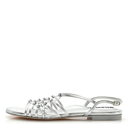 Chanel Laminated Lambskin CC Sandals 38 Silver 1 of 7