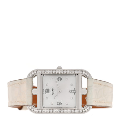 Hermes Stainless Steel Alligator Diamond Bezel 23mm Cape Cod Quartz Watch 2 of 8