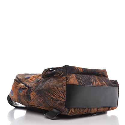 Givenchy Nylon Calfskin Peacock Print Backpack Brown 4 of 7