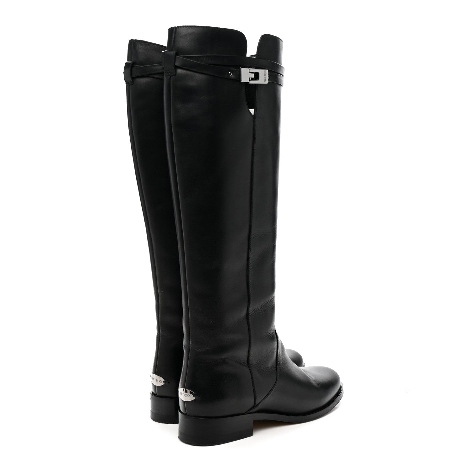 Jimmy Choo Calfskin Hyson Riding Boots 37.5 Black 4 of 9