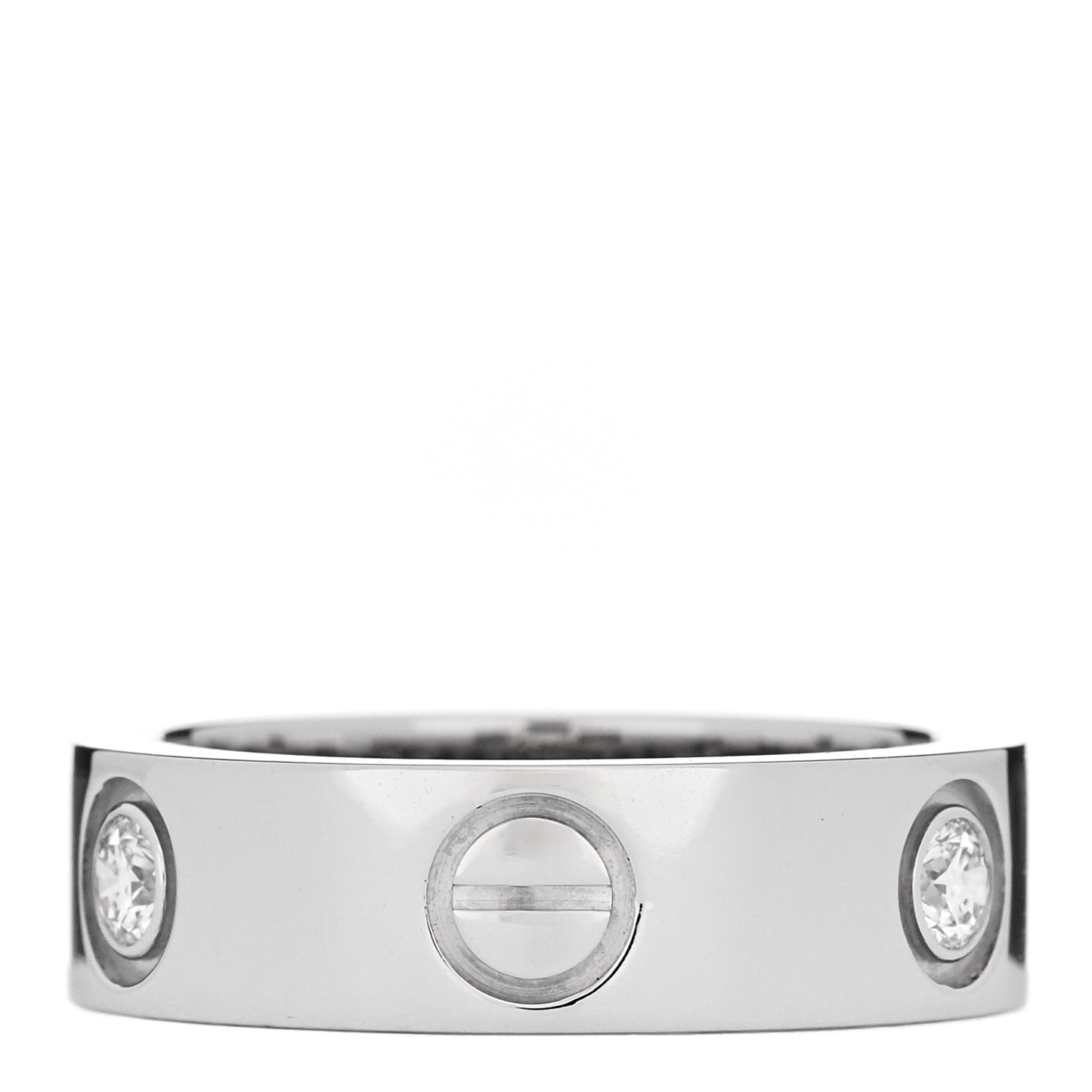 18K White Gold 3 Diamond 5.5mm LOVE Ring 49 5