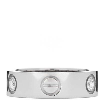 Cartier 18K White Gold 3 Diamond 5.5mm LOVE Ring 49 5 3 of 4