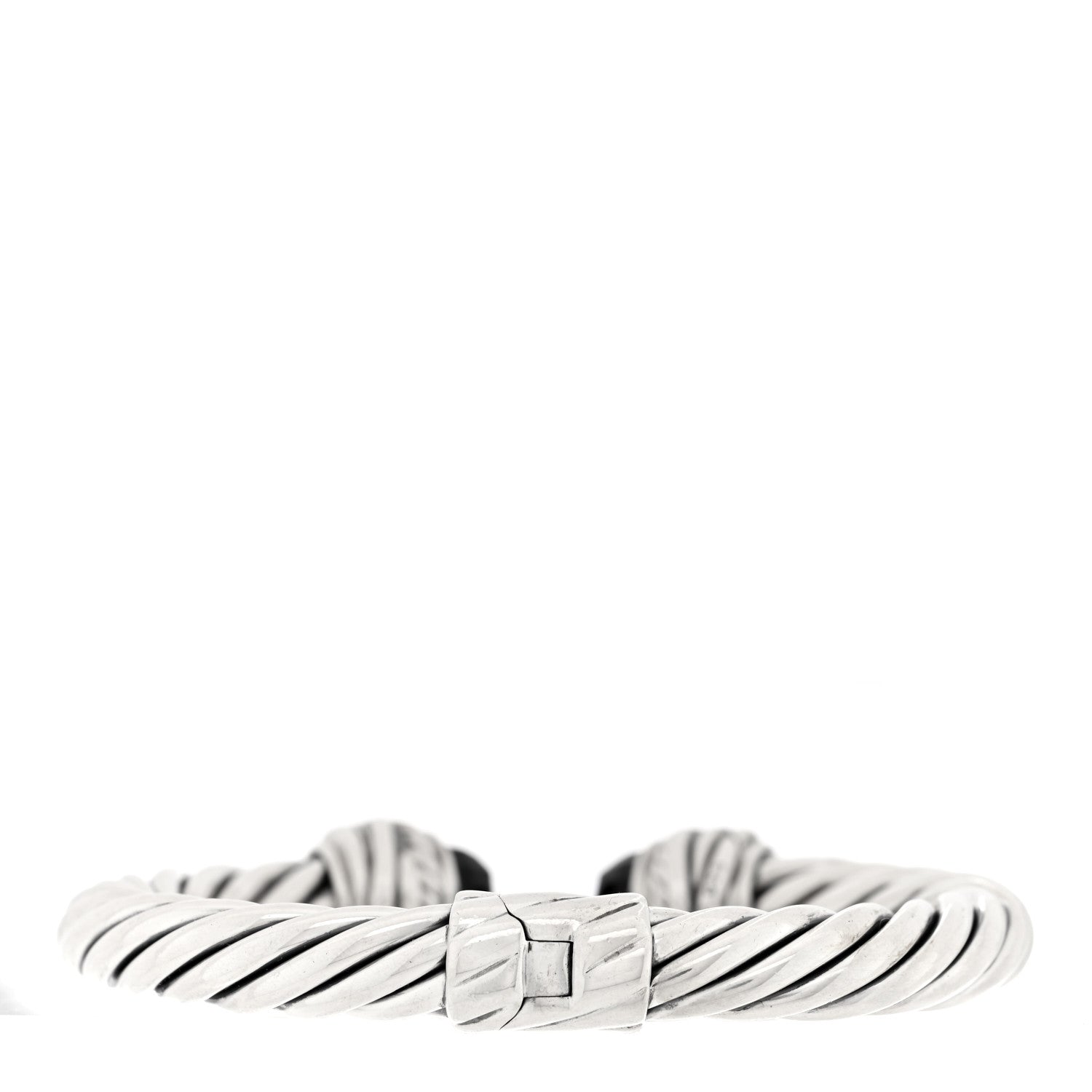 David Yurman Sterling Silver Diamond Black Onyx 8mm Cable Crossover Bracelet 2 of 3