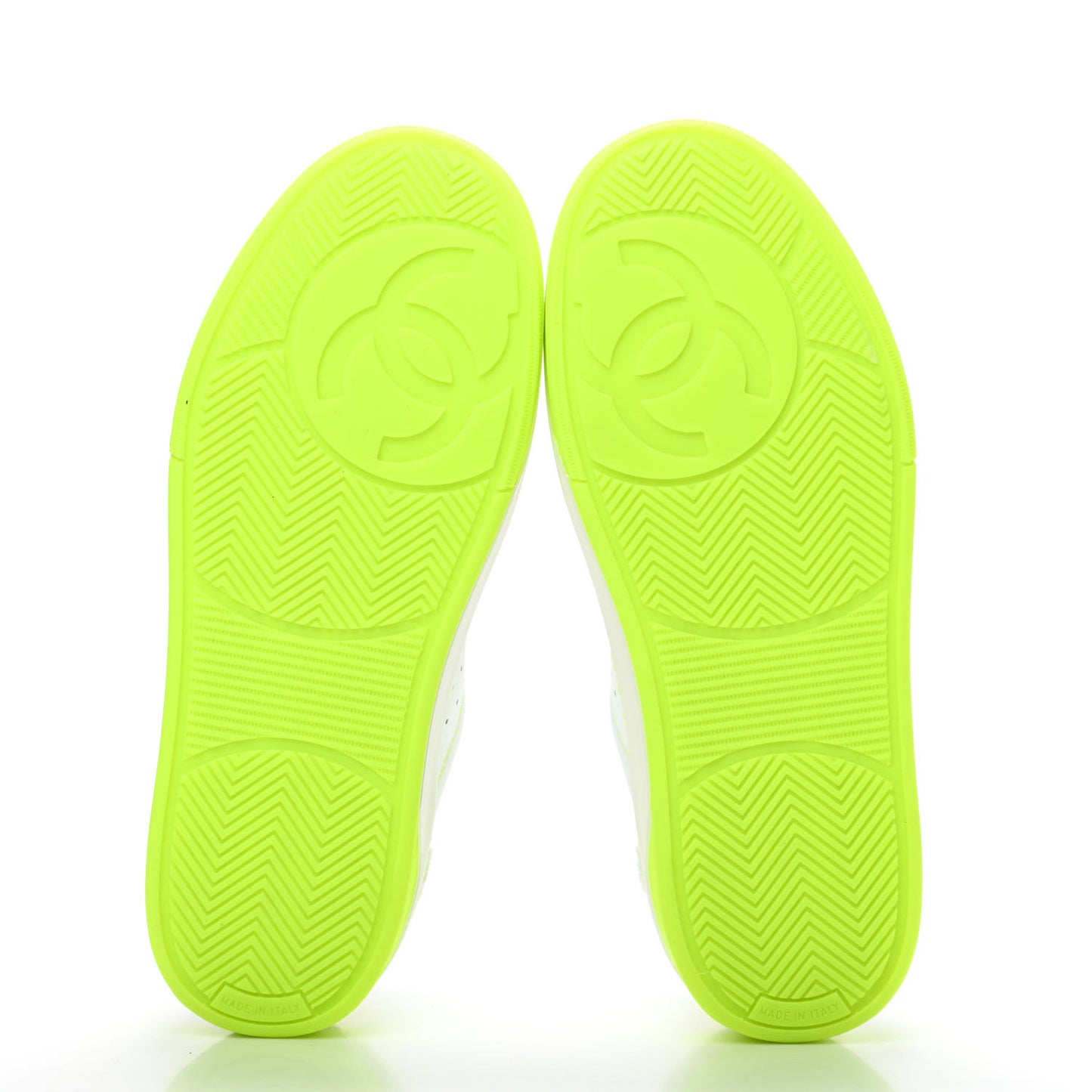 Calfskin Womens Logo Sneakers 36.5 White Yellow