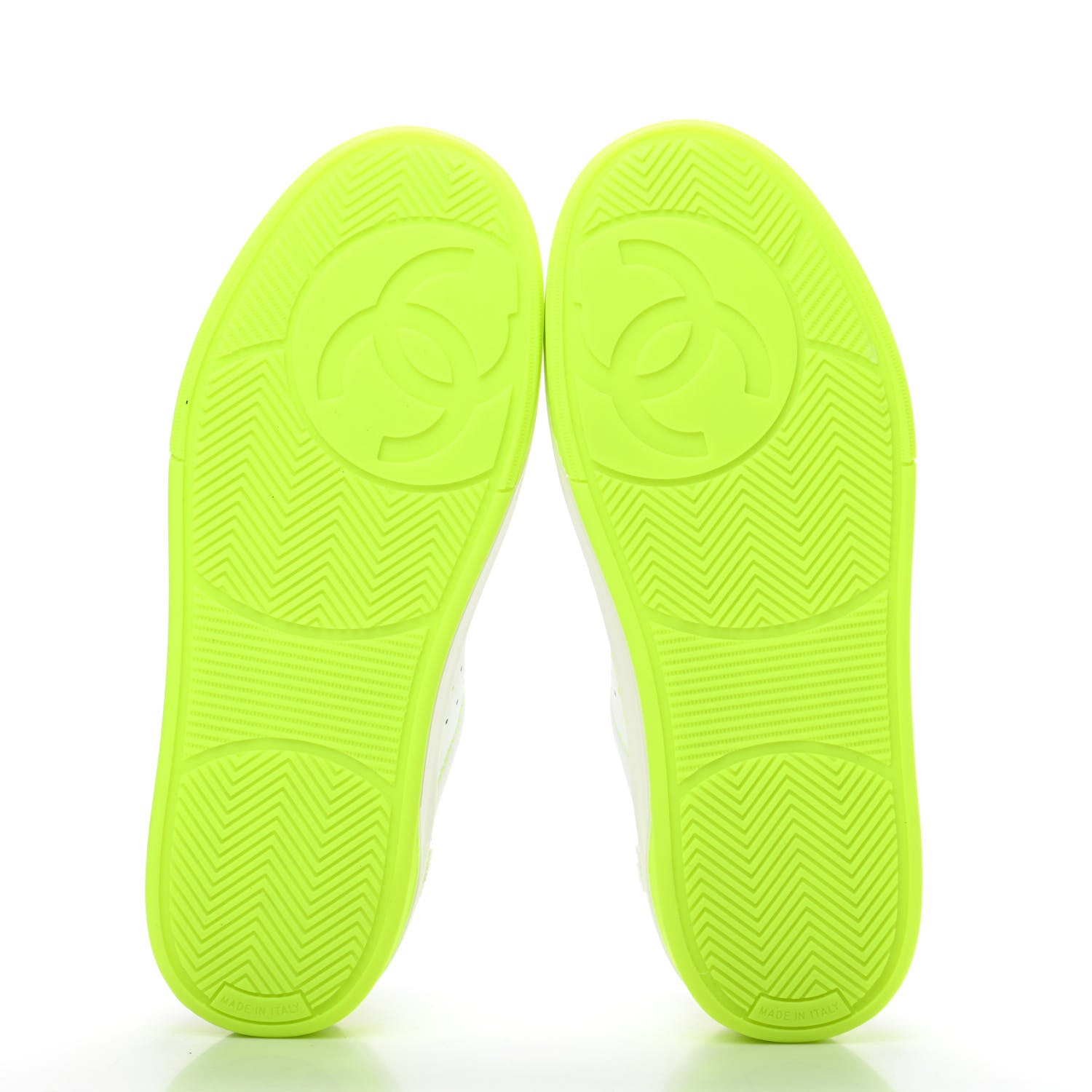 Chanel Calfskin Womens Logo Sneakers 36.5 White Yellow 6 of 9
