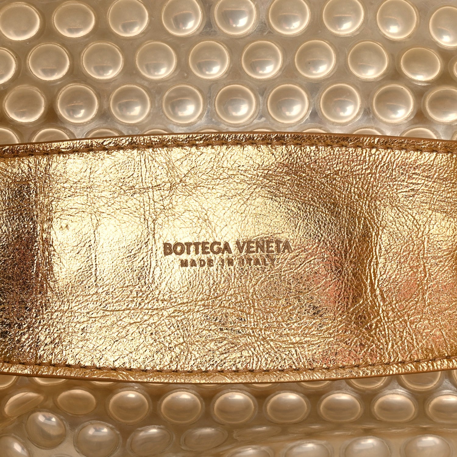 Bottega Veneta Metallic Fabric Bubble Wrap The Mini Pouch Gold