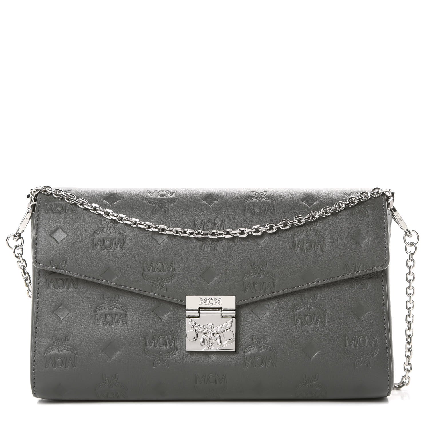 MCM Calfskin Ottomar Monogram Medium Millie Crossbody Bag Charcoal 1 of 10