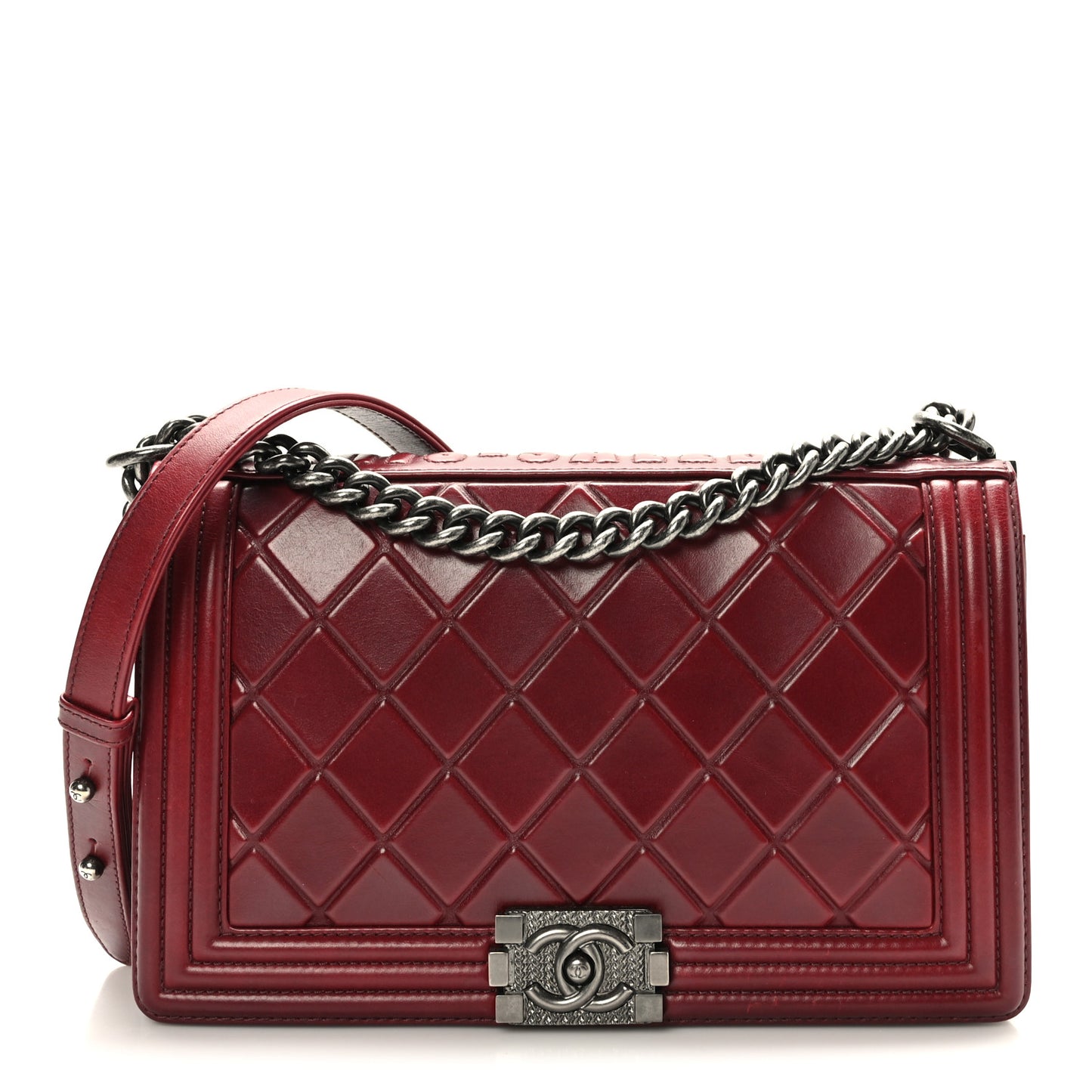 Calfskin Embossed New Medium Paris Salzburg Boy Flap Red