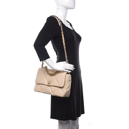 Chanel Goatskin Quilted Large 19 Flap Beige 2 of 11
