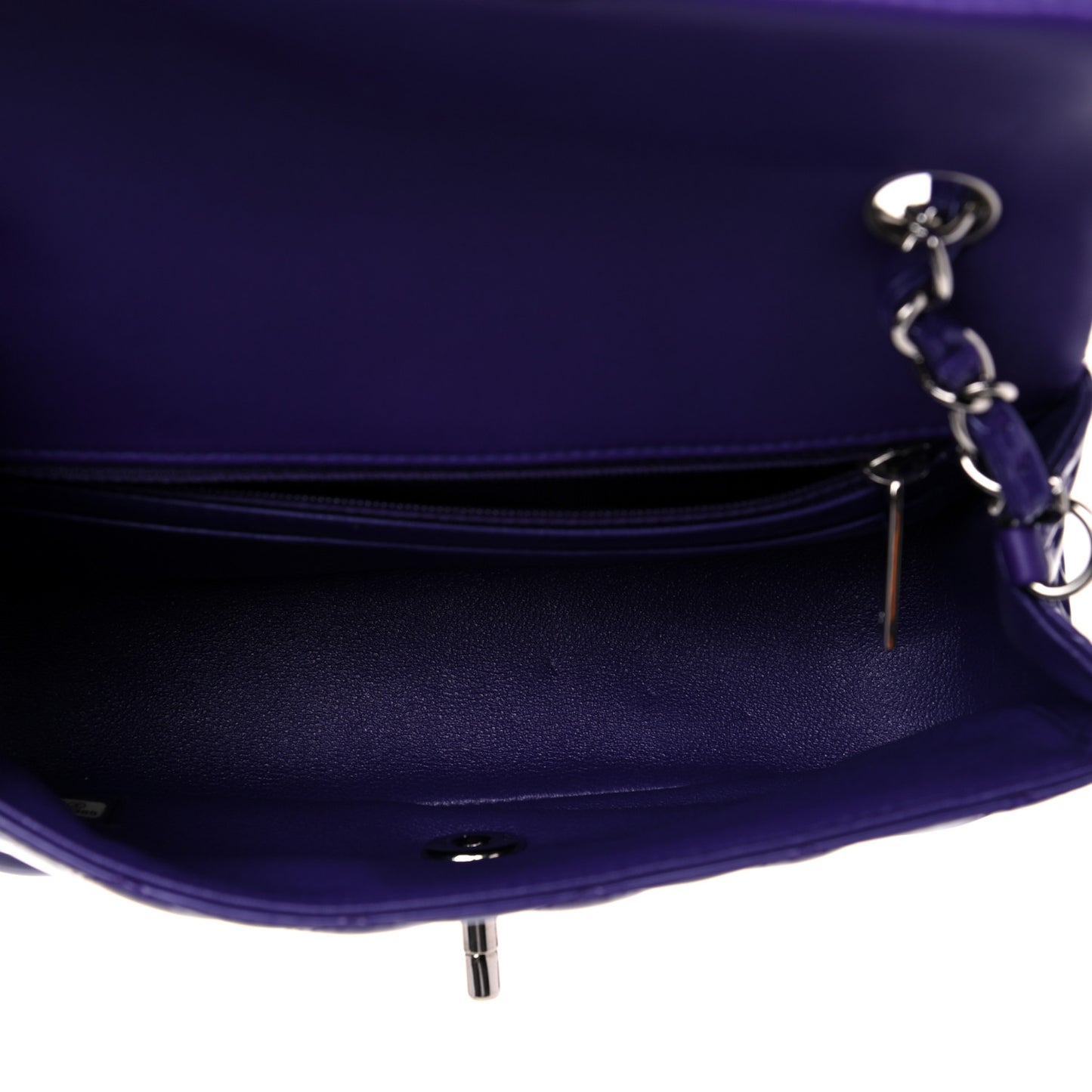 Patent Quilted Mini Rectangular Flap Purple