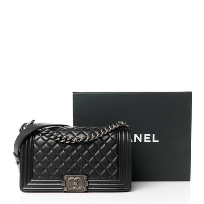 Chanel Lambskin Quilted Medium Boy Flap Black 11 of 11