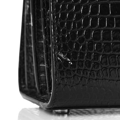 Saint Laurent Calfskin Crocodile Embossed Nano Sac De Jour Black 9 of 10