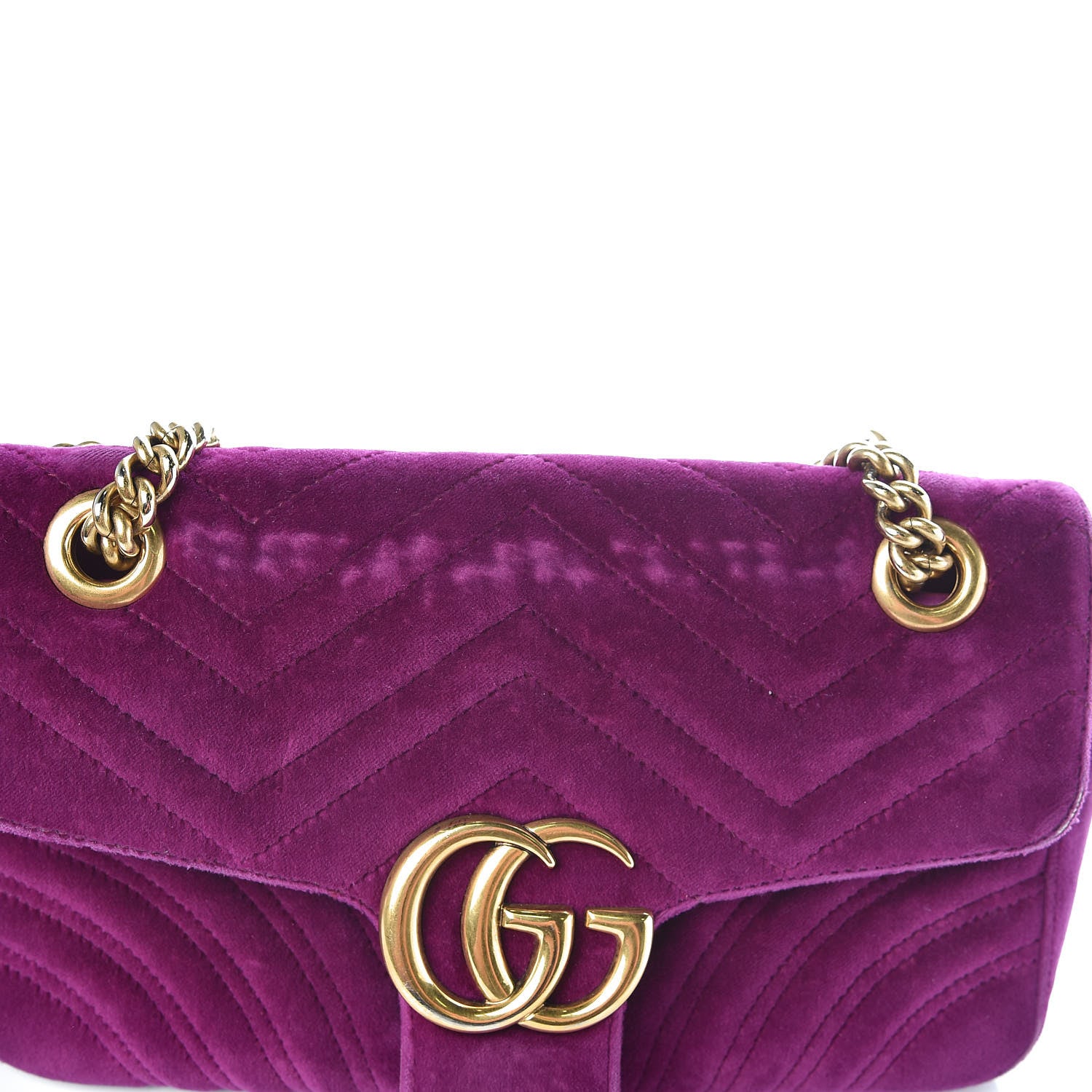 Gucci Velvet Matelasse Small GG Marmont Shoulder Bag Fuchsia Violet Cyclamen 12 of 16