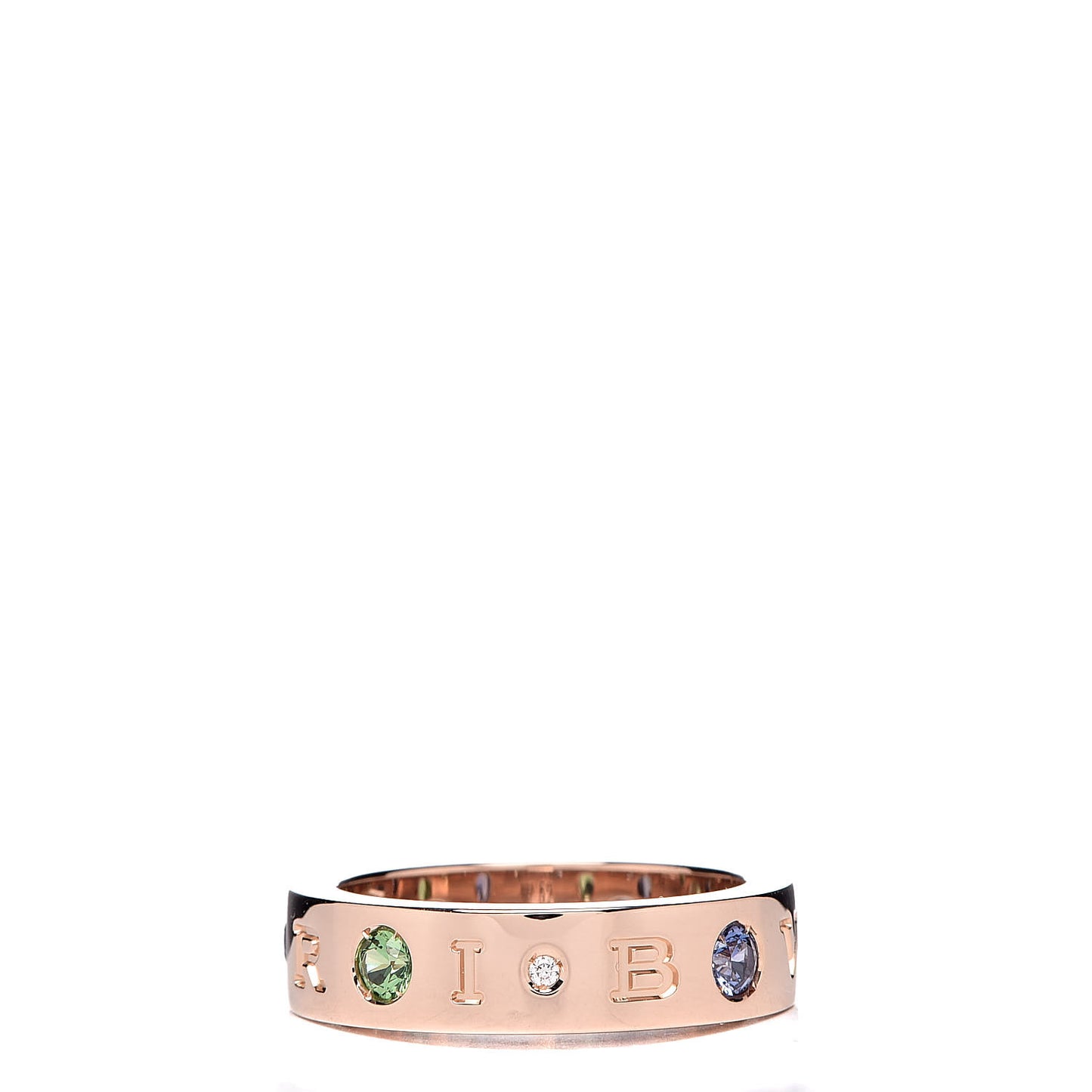 18K Rose Gold Sapphire Tsavorite Garnet Diamond Roman Sorbet Band Ring 52 6