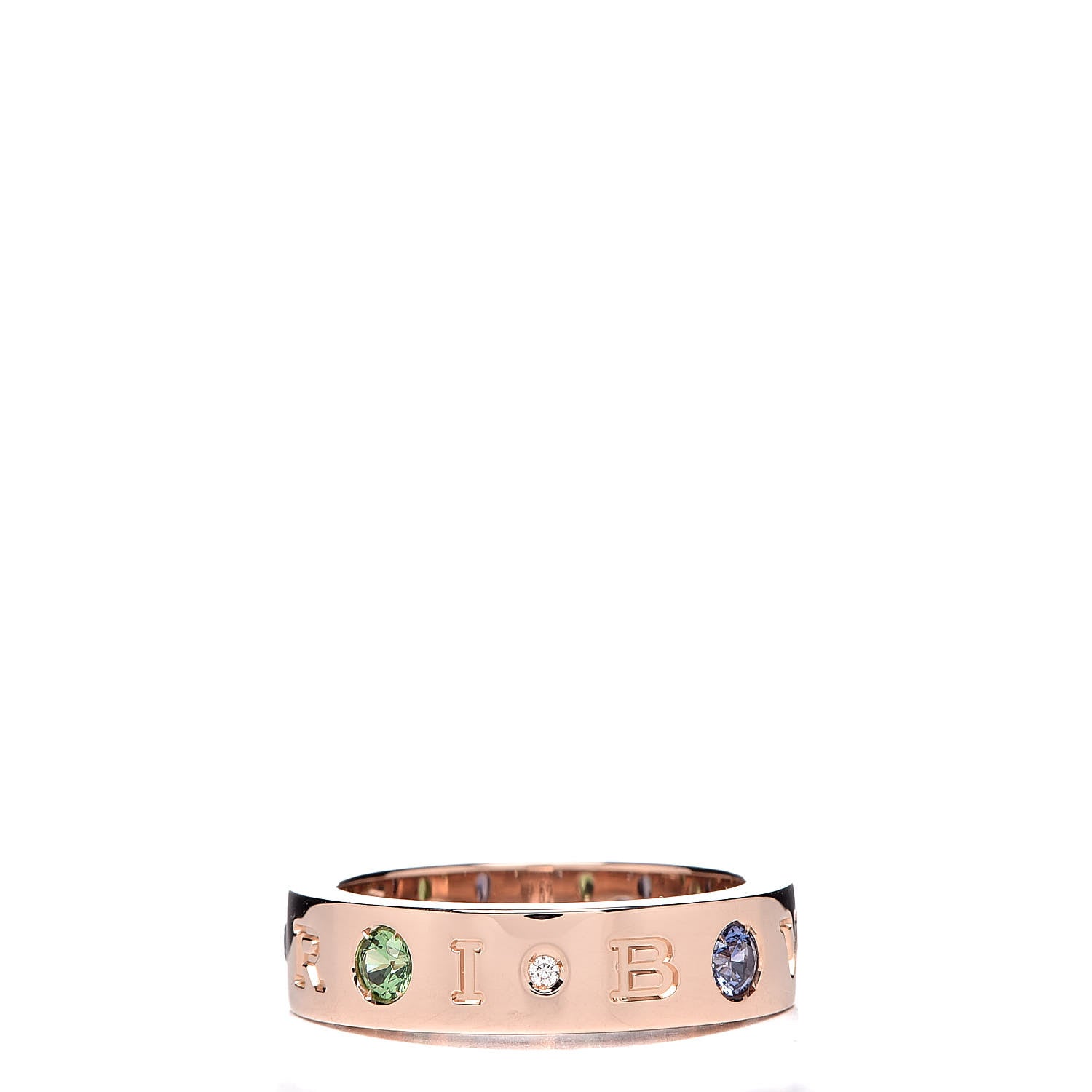 Bulgari 18K Rose Gold Sapphire Tsavorite Garnet Diamond Roman Sorbet Band Ring 52 6 3 of 5