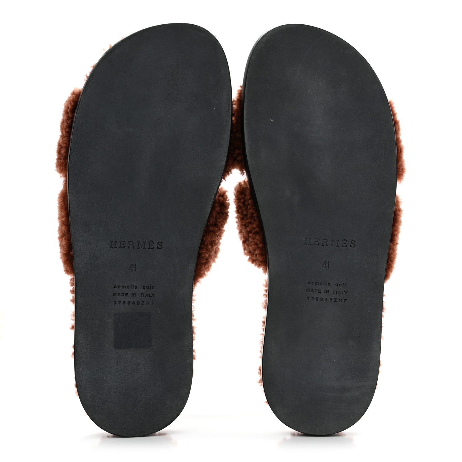 Hermes Woolskin Mens Izmir Sandals 41 Cognac 6 of 9