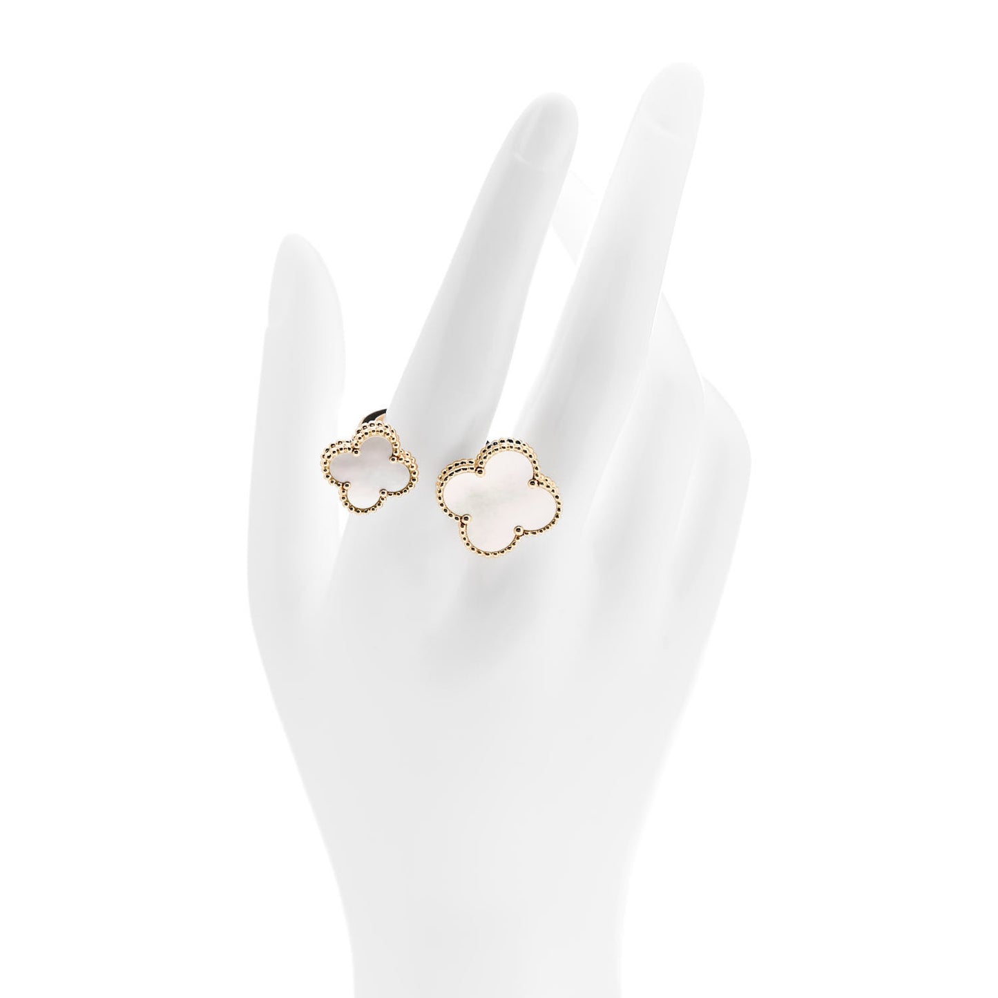 18K Yellow Gold Mother of Pearl Magic Alhambra Between the Finger Ring 61 9.5