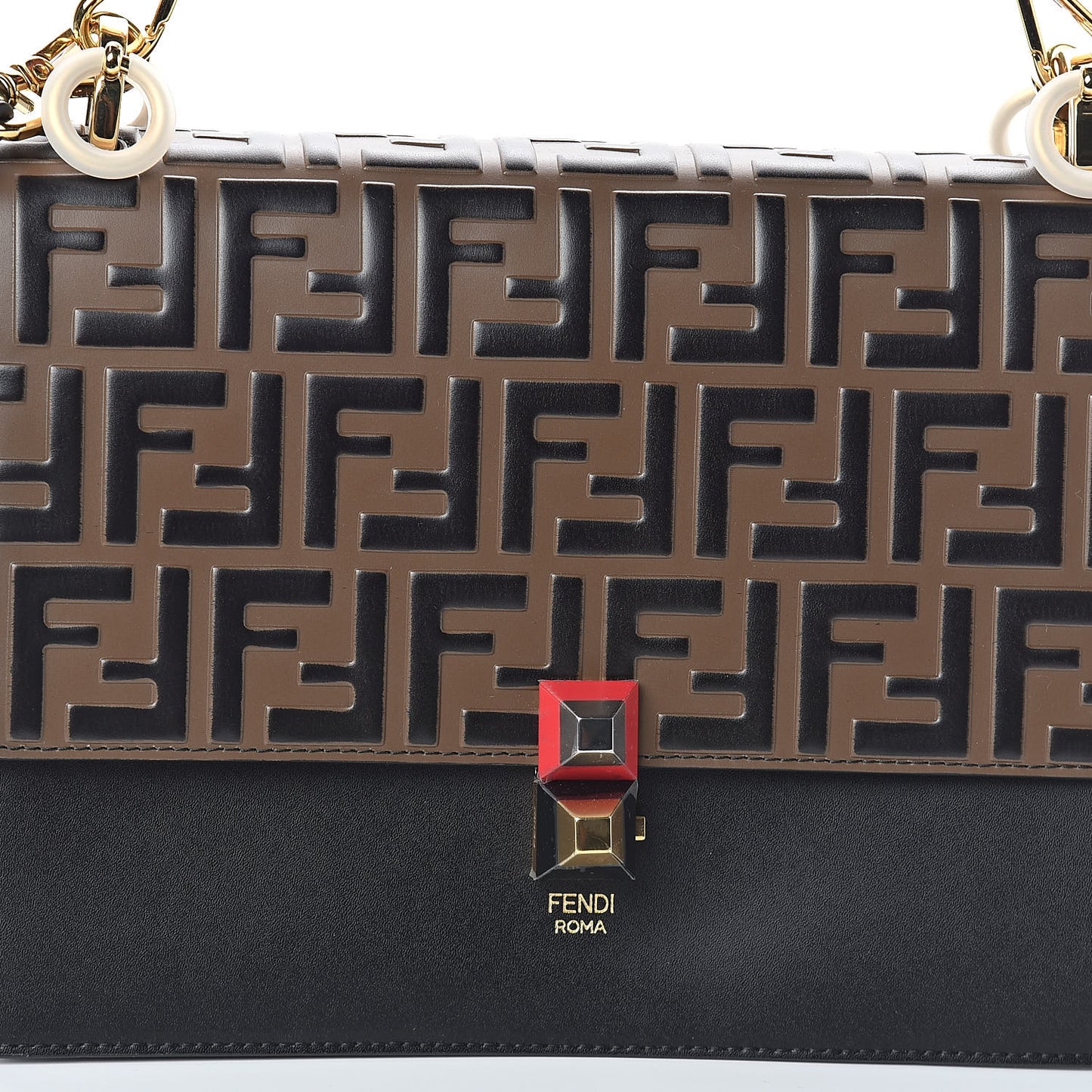 Vitello Liberty Bi-Color FF 1974 Embossed Kan I Shoulder Bag Black Maya