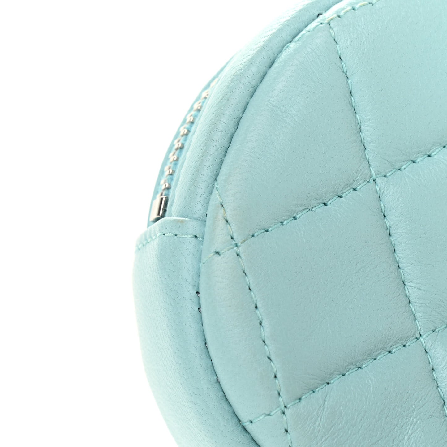 Lambskin Quilted Zip Around Classic Coin Purse Light Blue