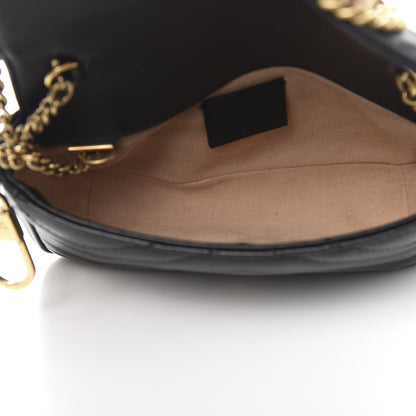 Gucci Calfskin Matelasse Super Mini GG Marmont Shoulder Bag Black 5 of 11