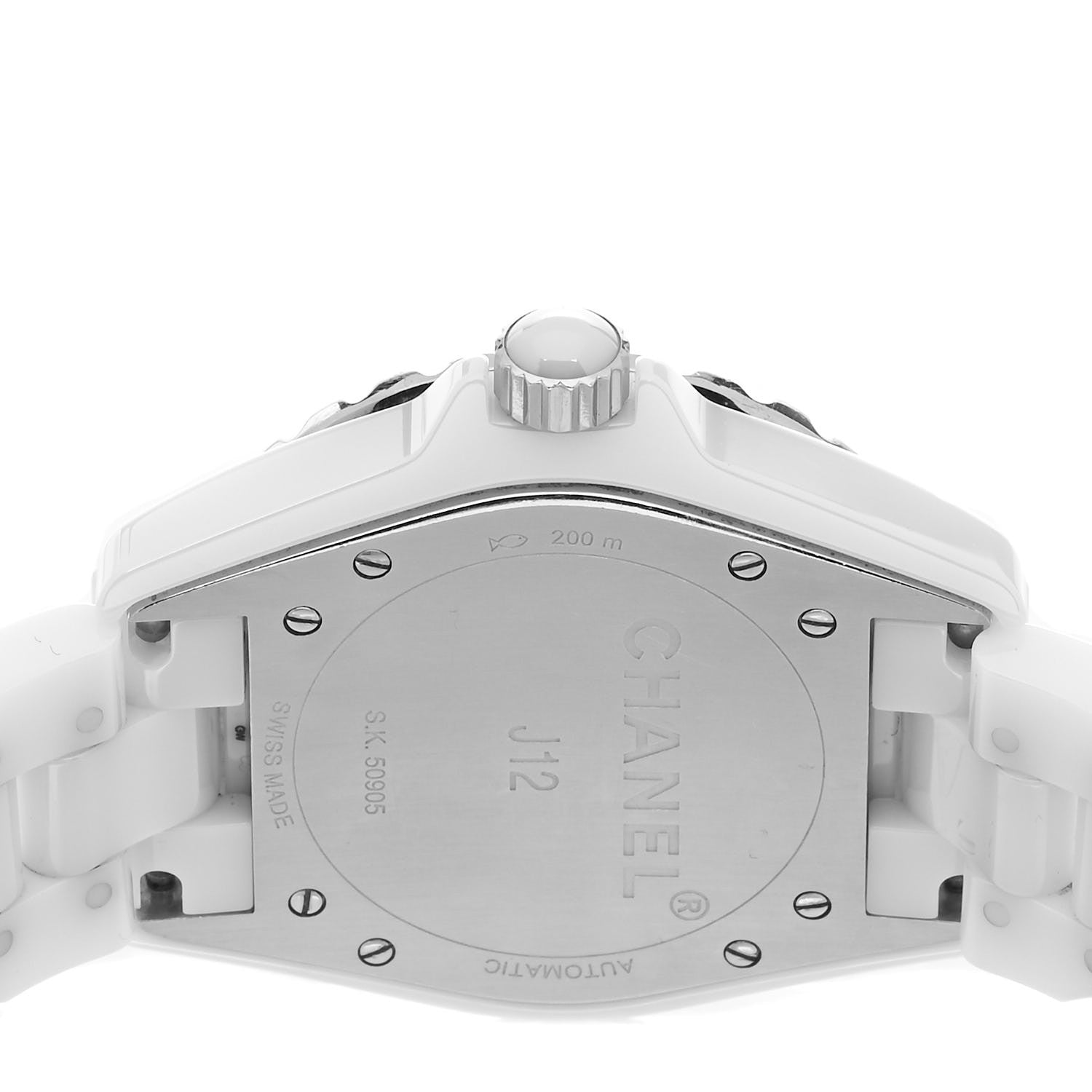 Chanel Stainless Steel Ceramic Diamond 38mm J12 Automatic Watch White 4 of 4