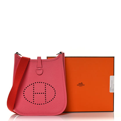 Hermes Taurillon Clemence Amazone Evelyne TPM Rose Azalee Rouge Pivoine 10 of 10