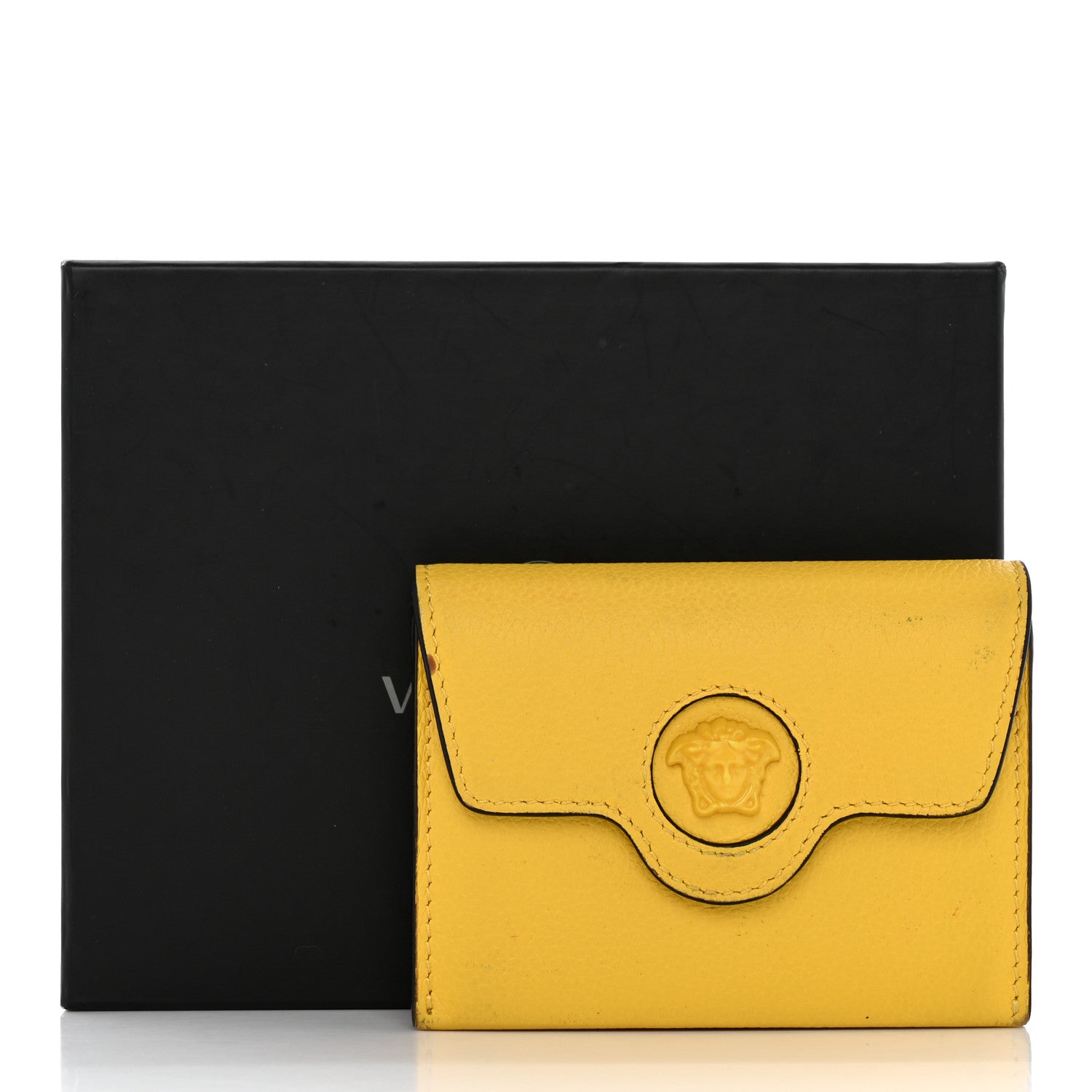 Versace Grained Calfskin Medusa Card Holder Yellow Purple 18 of 18