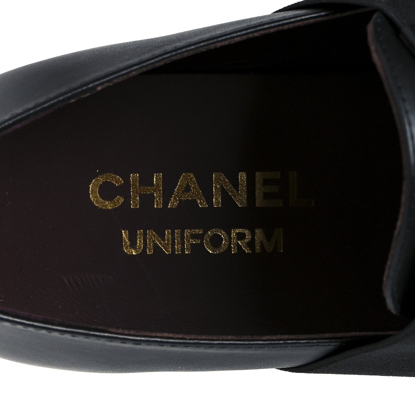 Calfskin Elastic Lace Up Cap Toe CC Loafers 38 Black