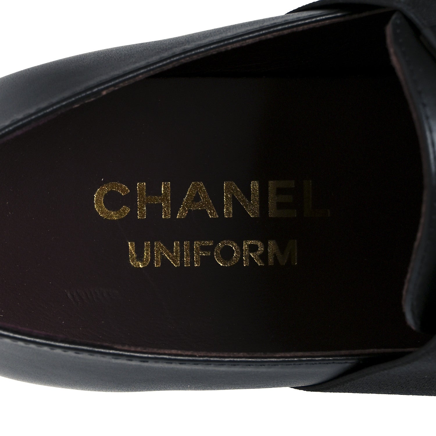 Chanel Calfskin Elastic Lace Up Cap Toe CC Loafers 38 Black 7 of 9
