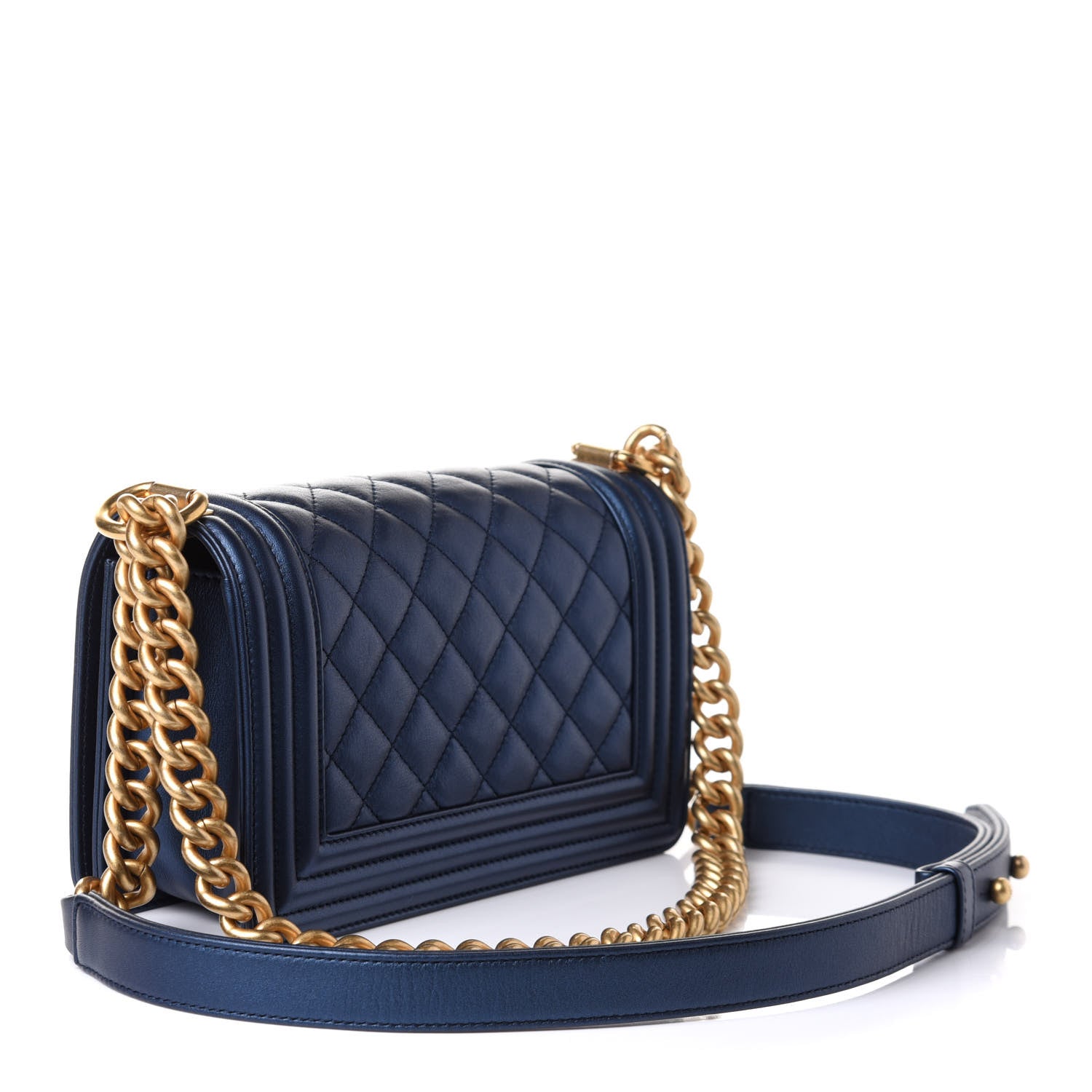 Chanel Metallic Calfskin Quilted Small Boy Flap Blue 5 of 13