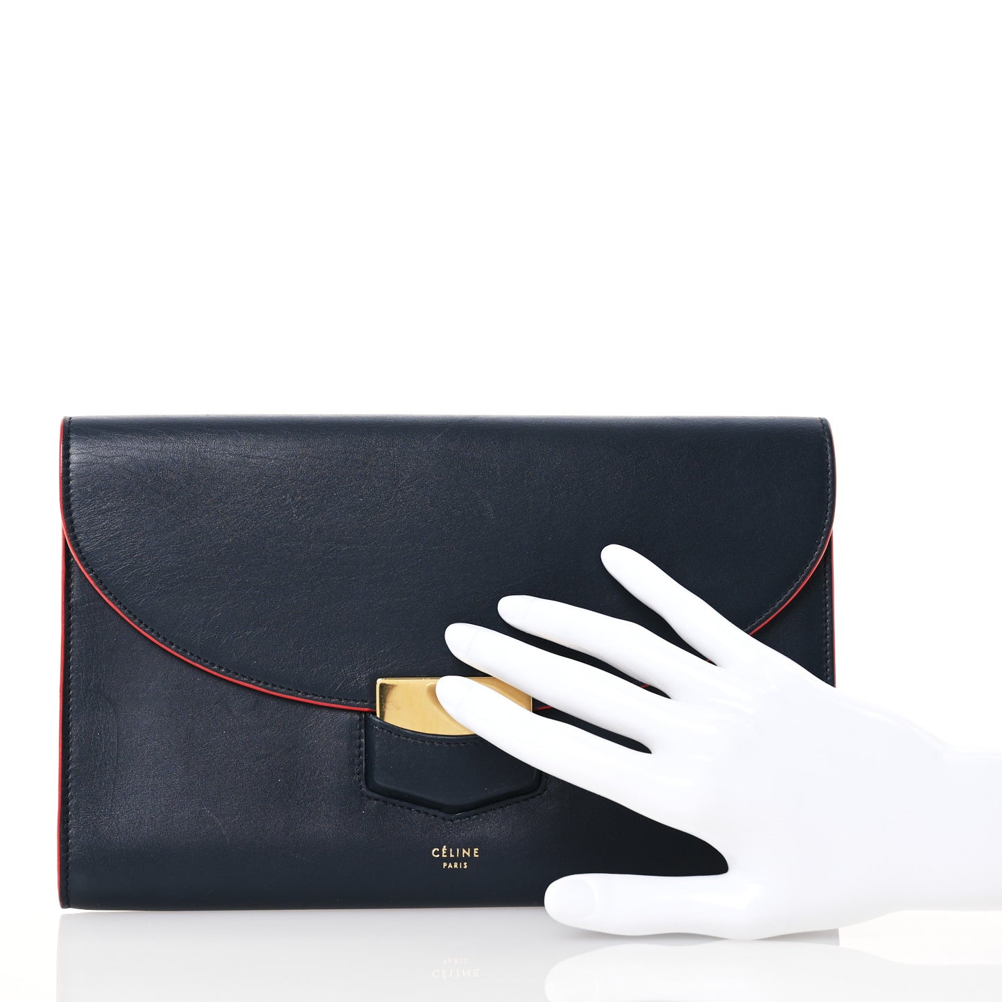 Smooth Calfskin Trotteur Clutch Navy Blue Red