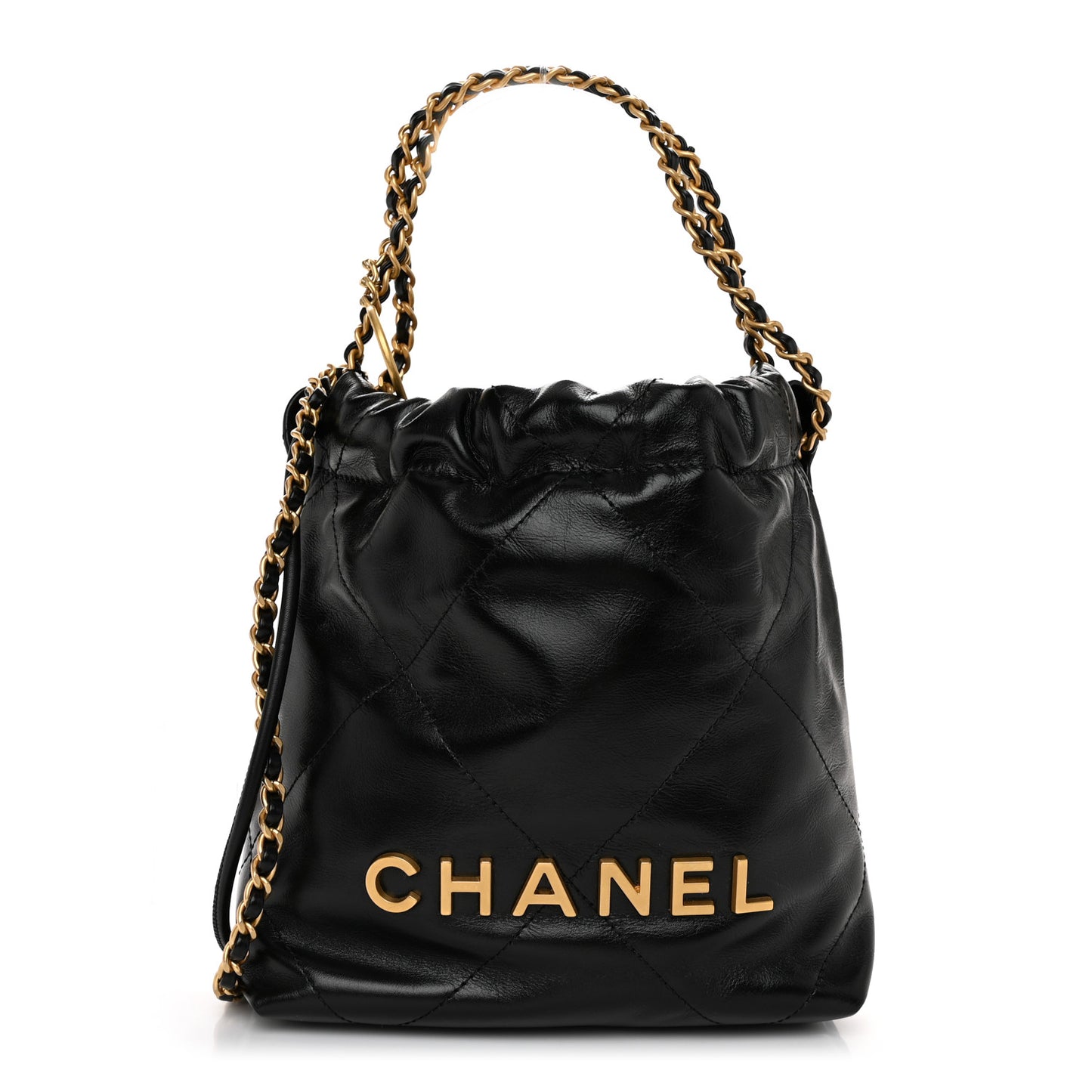 Shiny Calfskin Quilted Mini Chanel 22 Black