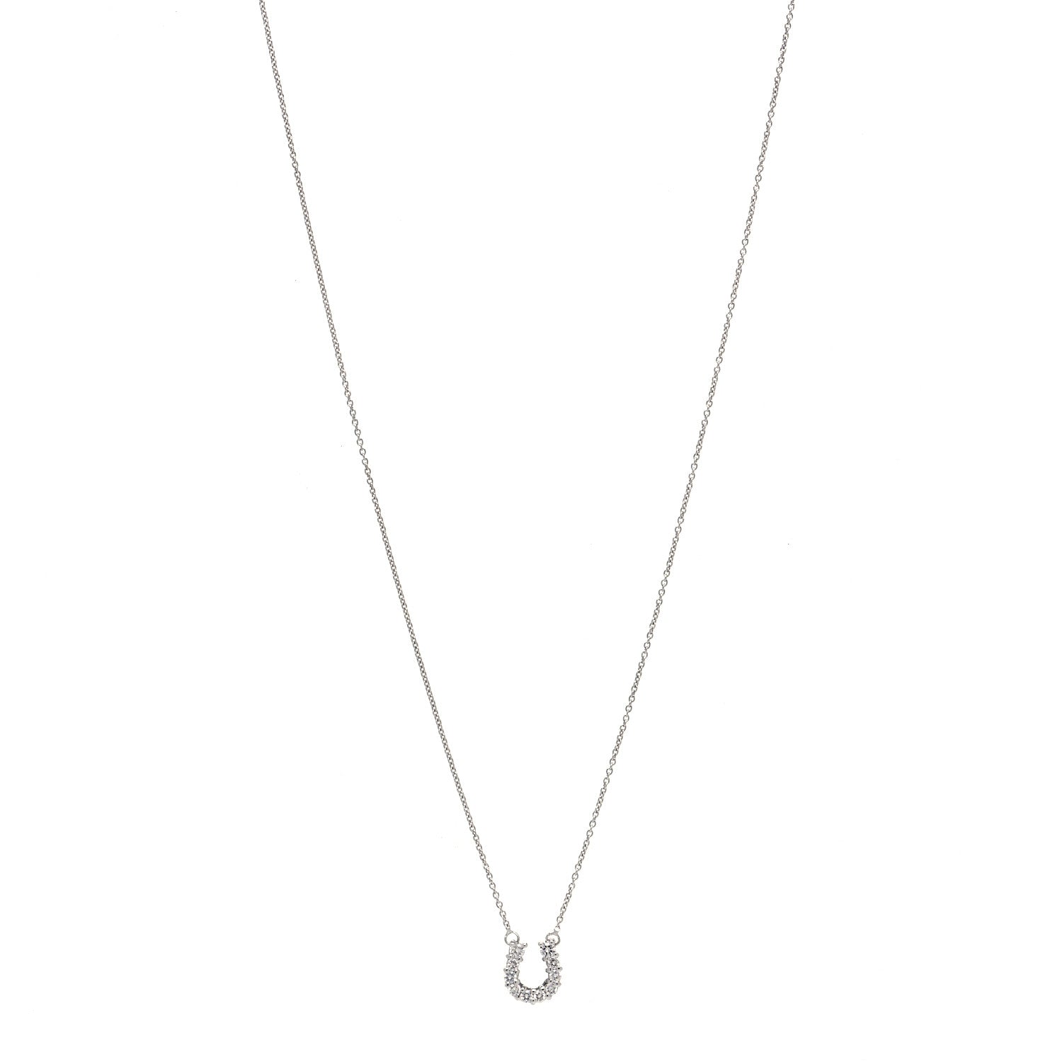 Roberto Coin 18K White Gold Diamond Horseshoe Pendant Necklace 1 of 4