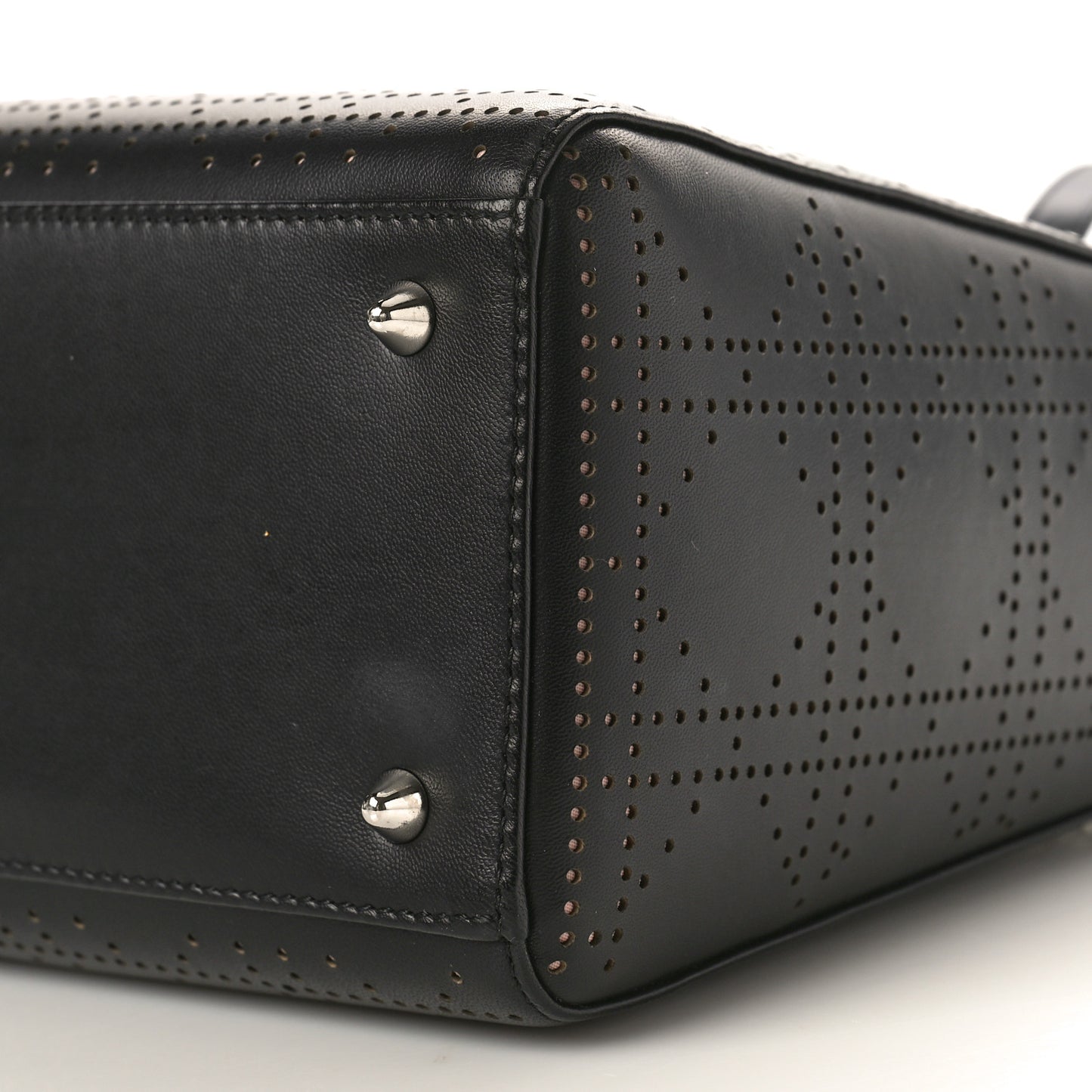 Calfskin Perforated Cannage Medium Lady Dior Black