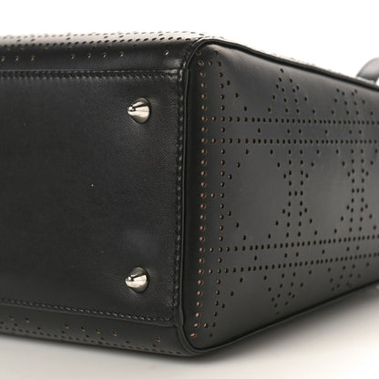 Christian Dior Calfskin Perforated Cannage Medium Lady Dior Black 10 of 12