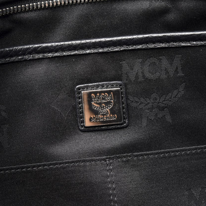 MCM Visetos Medium Anya Zip Top Shopper Tote Black 7 of 9