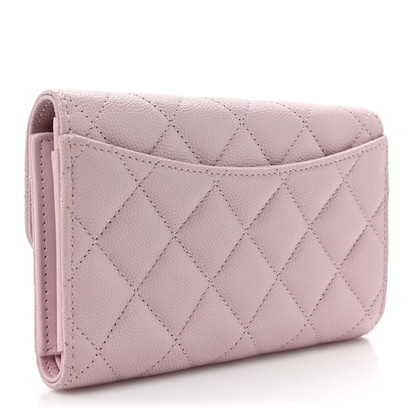 Caviar Quilted Medium Flap Wallet Light Pink